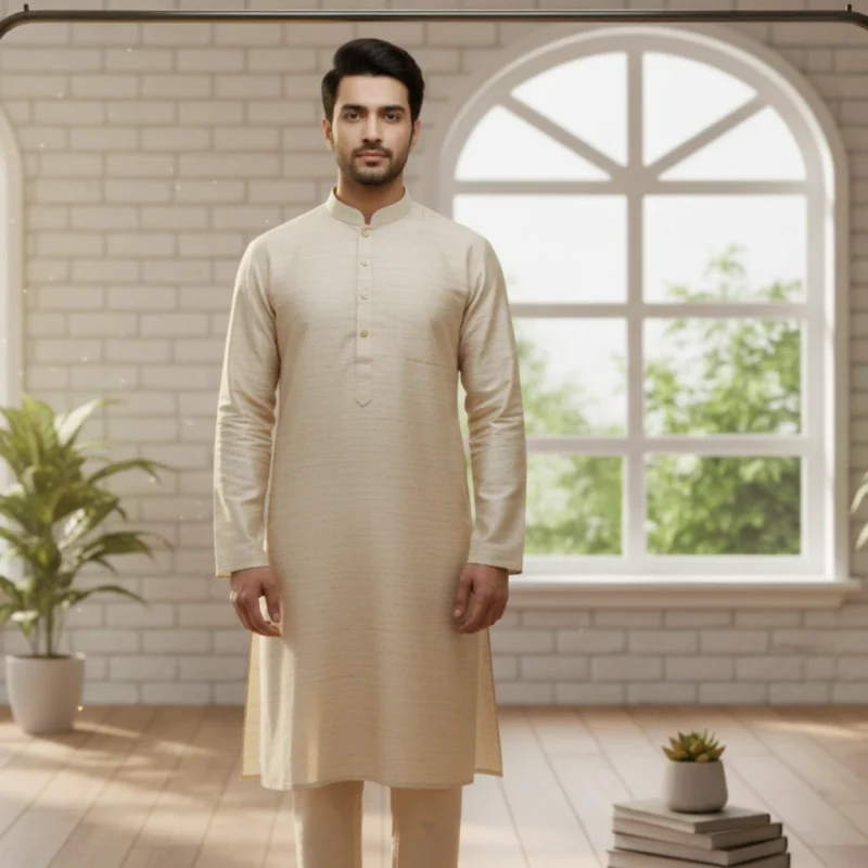 Sandstone Serenity Eri Tassar Silk Kurta