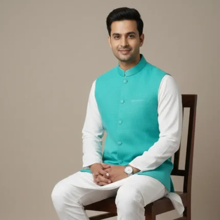 Turquoise Royale Eri Silk Modi Jacket