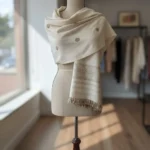 Ivory Saanjh – Eri Silk Shawl Muga Work