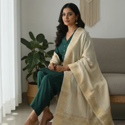 Kashika Ivory Loom Stole
