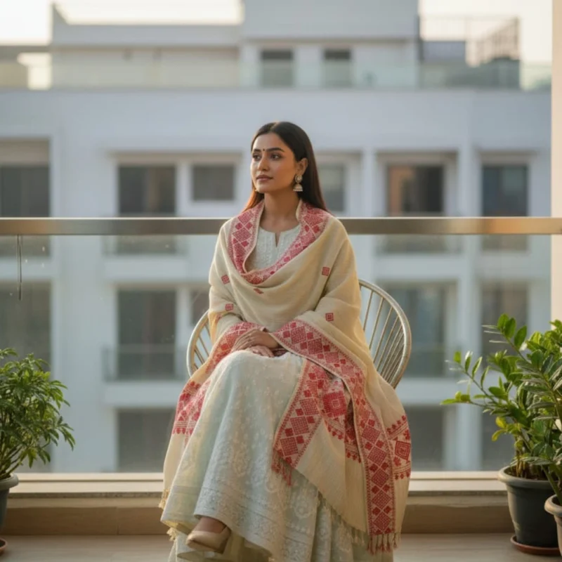 Rakta Aakar Tribal Handloom Side Border Stole