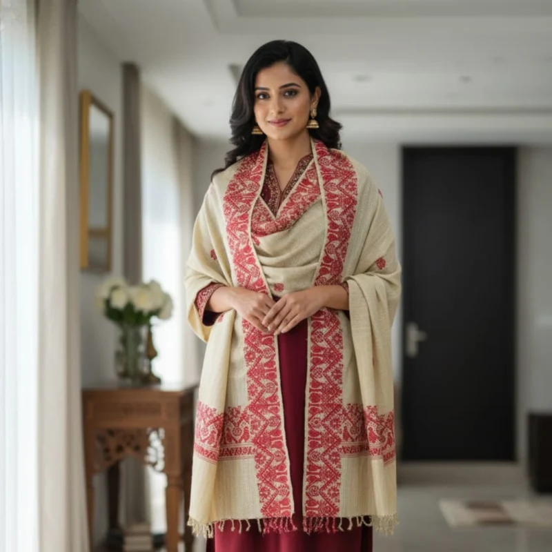 Lokdhara Heritage Handloom Side Border Stole