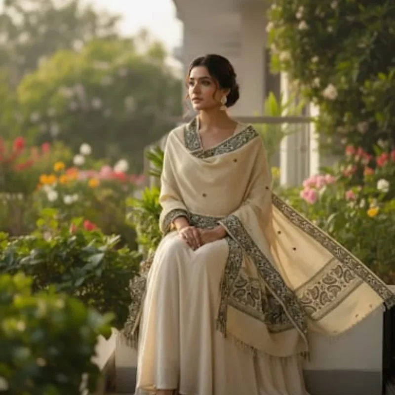 Vriksha Rekha Handloom Side Border Stole