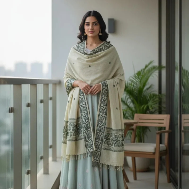 Kaalika Rekha Handloom Side Border Stole