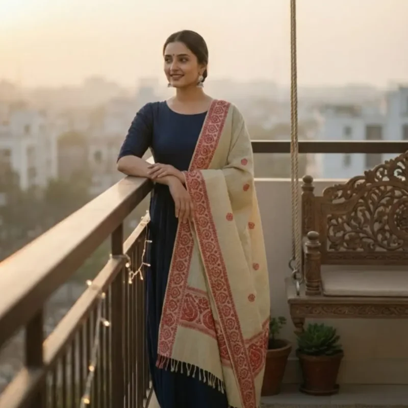 Anuraaga Borderloom Side Border Stole