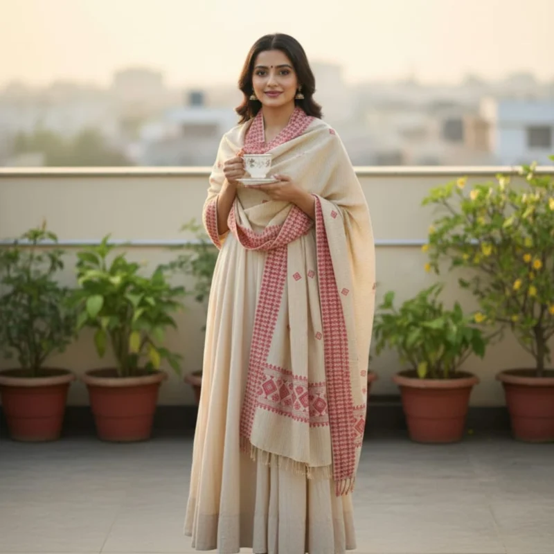 Laal Vistaar Side Border Stole
