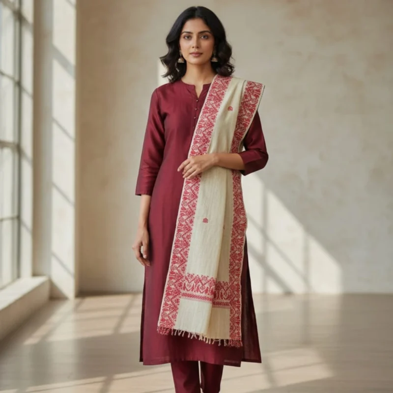Lokdhara Heritage Handloom Side Border Stole