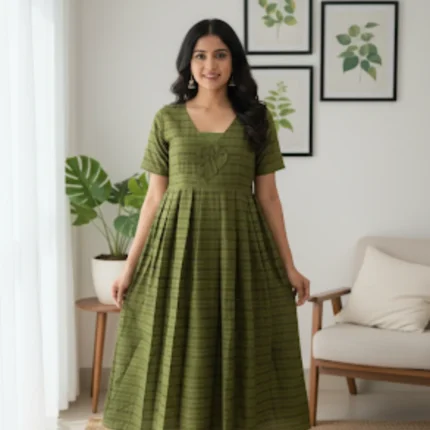 Olive Meadow Cotton Frock