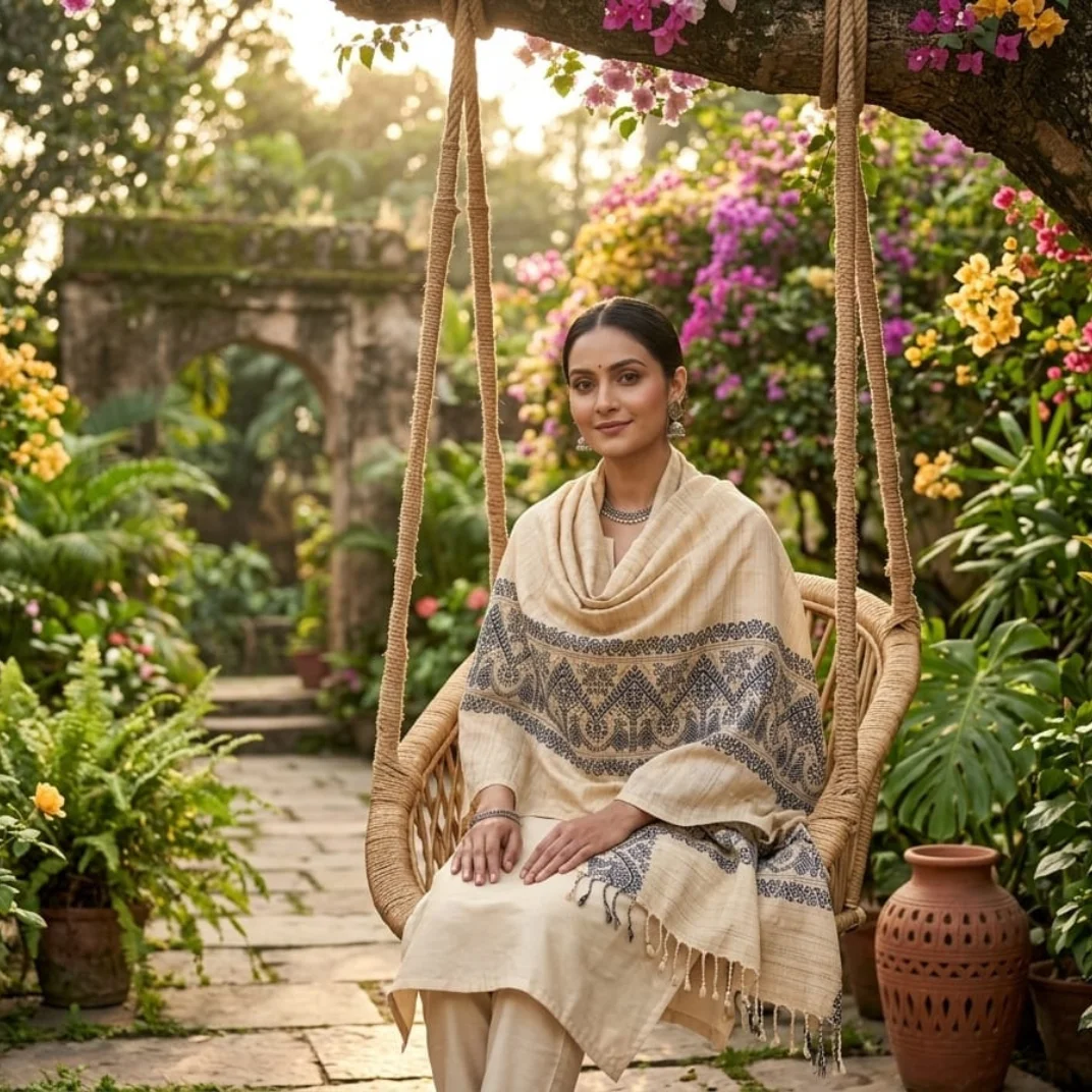 Ivory Mist Handloom Stole Ivory Mist Handloom Stole