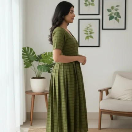 Olive Meadow Cotton Frock