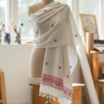 Ivory Vermilion Handloom Shawl