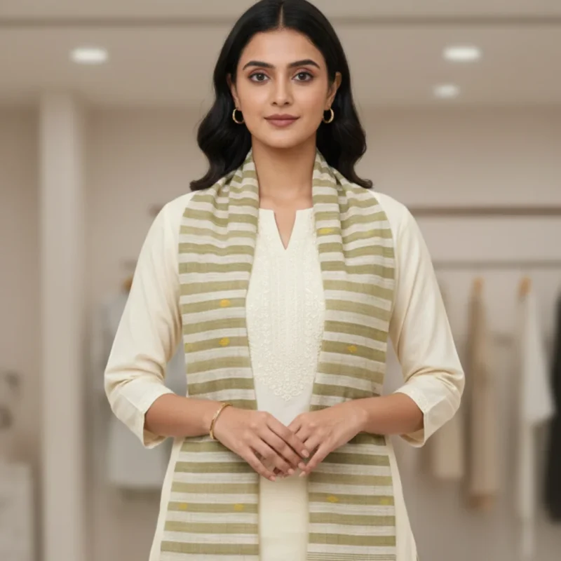 Olive Mist Eri Silk Stole