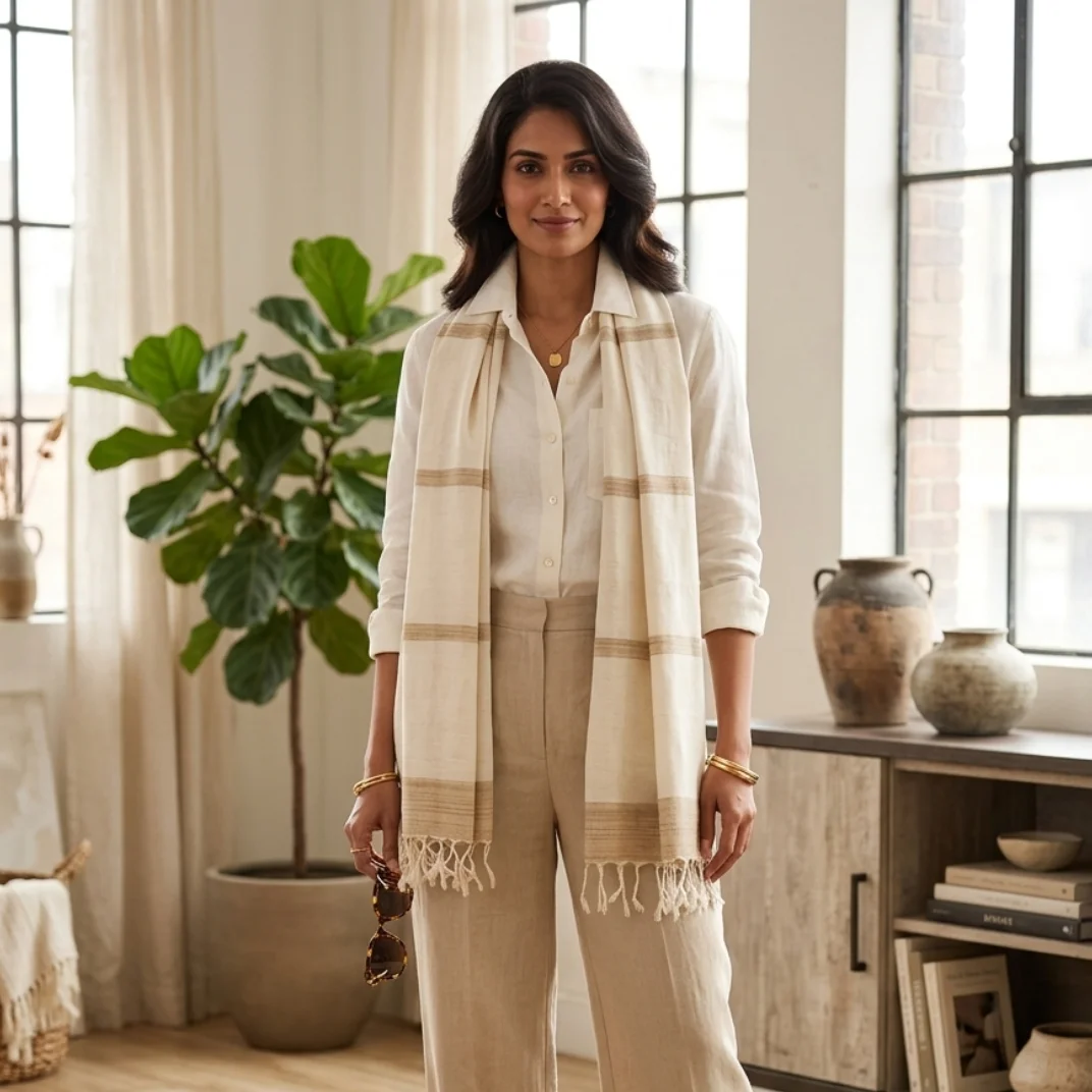 Beige Serenity Eri Silk Stole Beige Serenity Eri Silk Stole