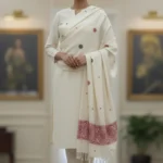 Ivory Rosette Handloom Shawl