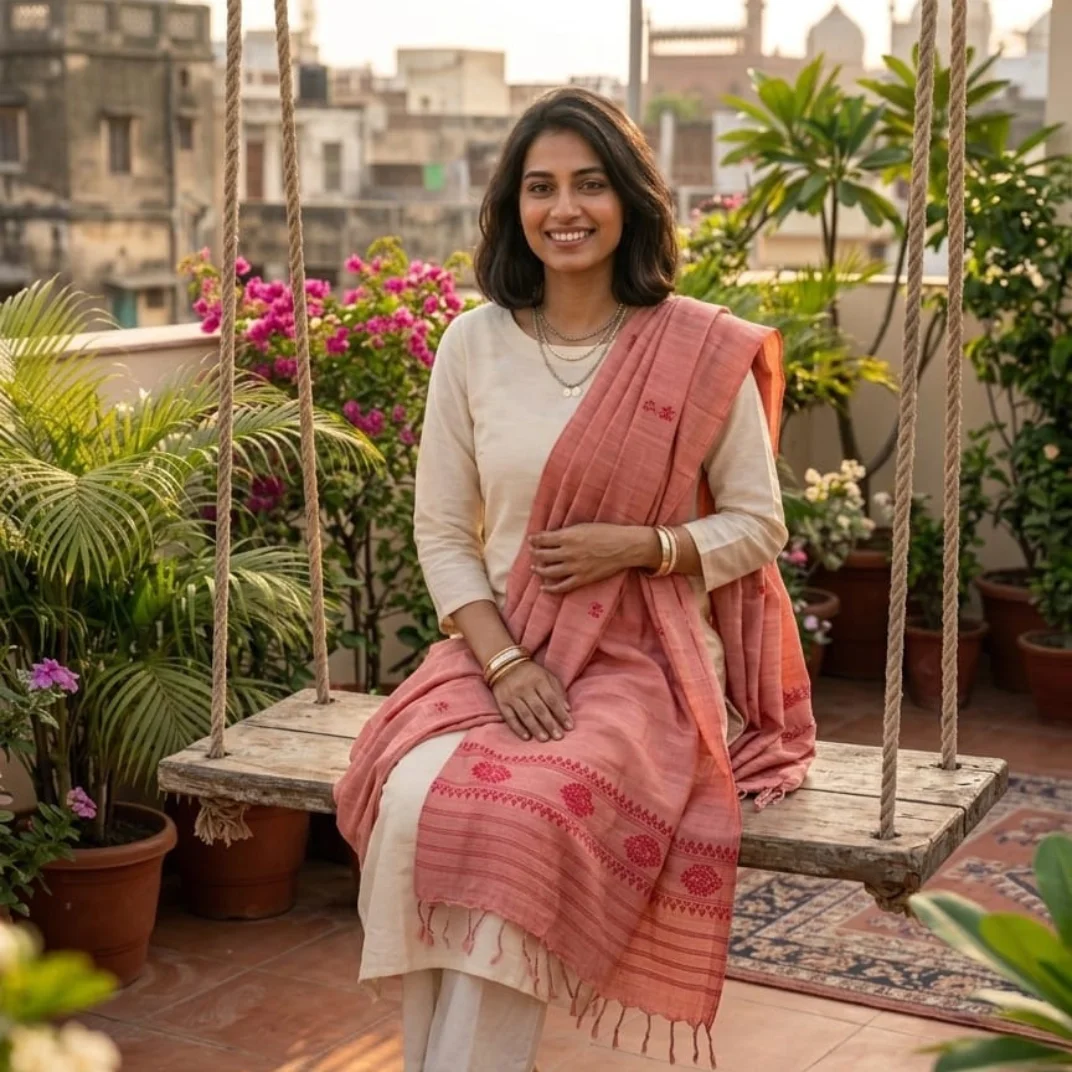 Saffron Blush Eri Silk Shawl Saffron Blush Eri Silk Shawl